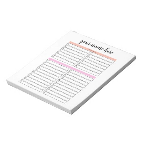 Personalized To Do List Planner Notepad