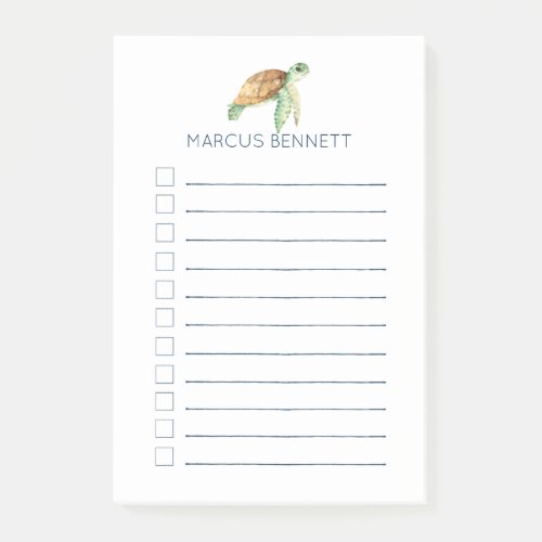 Personalized To Do List  Sea Turtle Post_it Notes