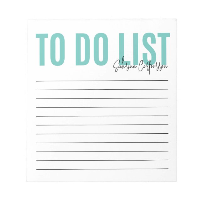 Personalized To Do List | Teal  Notepad (Front)