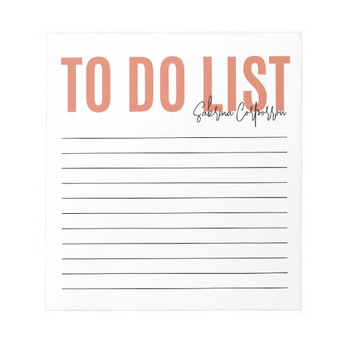 Personalized To Do List  Terra Cotta Notepad