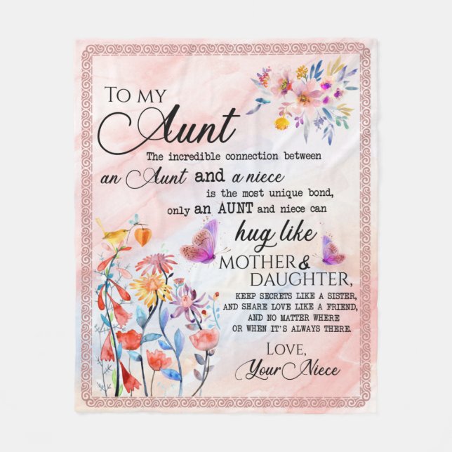 Personalized To My Aunt From Niece Fleece Blanket (Front)