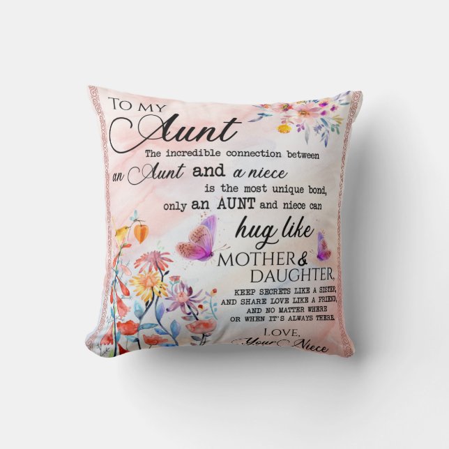 Personalized To My Aunt From Niece Throw Pillow (Front)