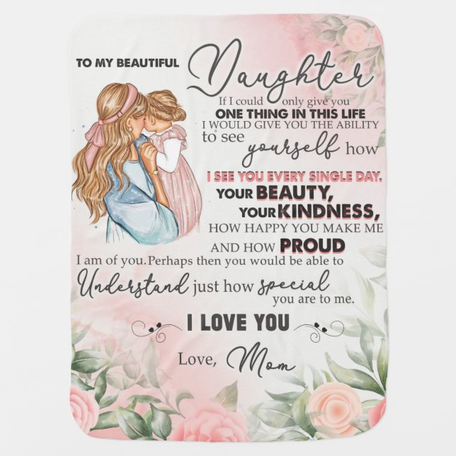 Personalized To My Beautiful Daughter Baby Blanket (Front)