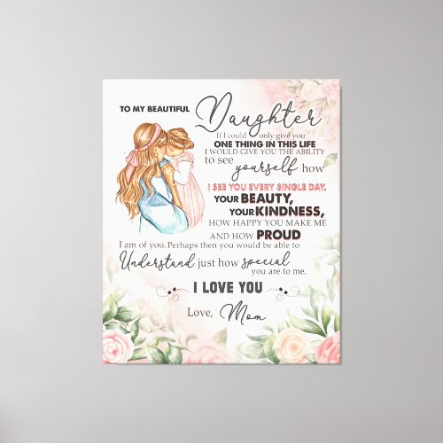 Personalized To My Beautiful Daughter Blanket Canvas Print