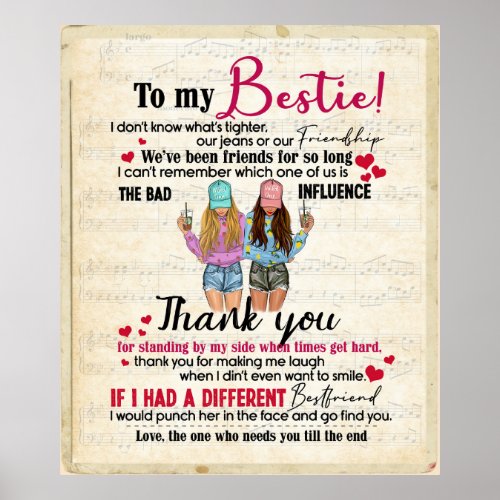 Personalized To My Bestie Blanket Poster