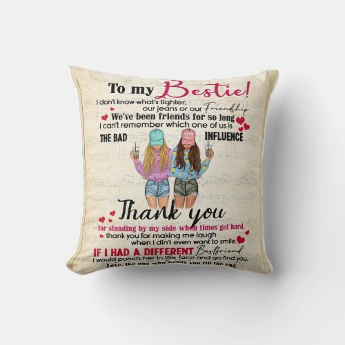 Personalized To My Bestie Blanket Throw Pillow