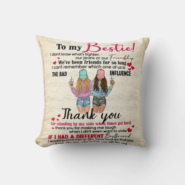 Personalized To My Bestie For Best Friends Gift Throw Pillow (Front)