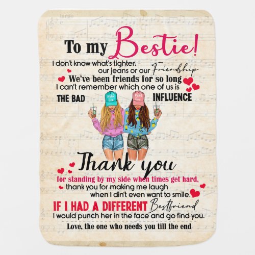Personalized To My Bestie Friends Gift For BFF Baby Blanket