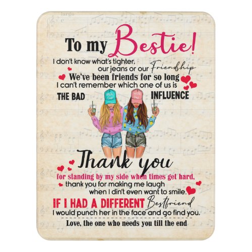 Personalized To My Bestie Friends Gift For BFF Door Sign