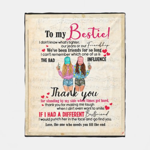 Personalized To My Bestie Friends Gift For BFF Fleece Blanket