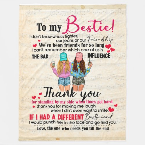 Personalized To My Bestie Friends Gift For BFF Fleece Blanket