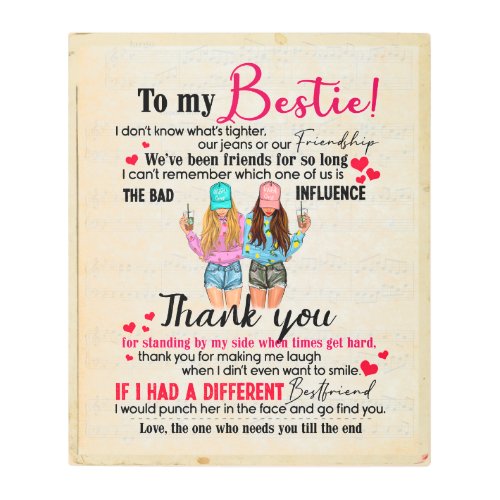 Personalized To My Bestie Friends Gift For BFF Metal Print