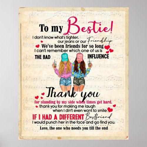 Personalized To My Bestie Friends Gift For BFF Poster