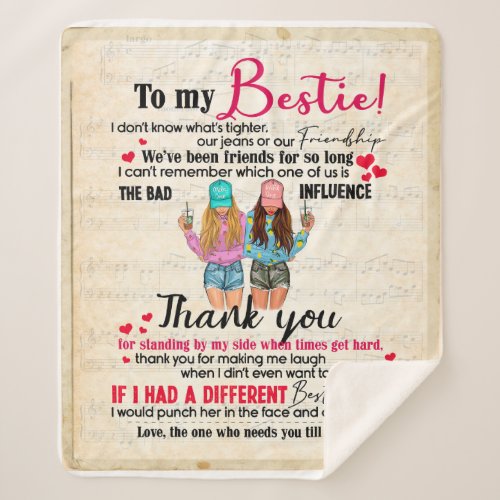 Personalized To My Bestie Friends Gift For BFF Sherpa Blanket