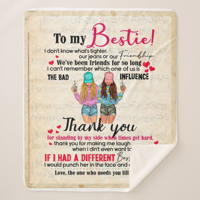 Personalized To My Bestie, Friends Gift For BFF Sherpa Blanket (Front)