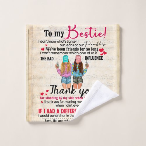 Personalized To My Bestie Friends Gift For BFF Wash Cloth