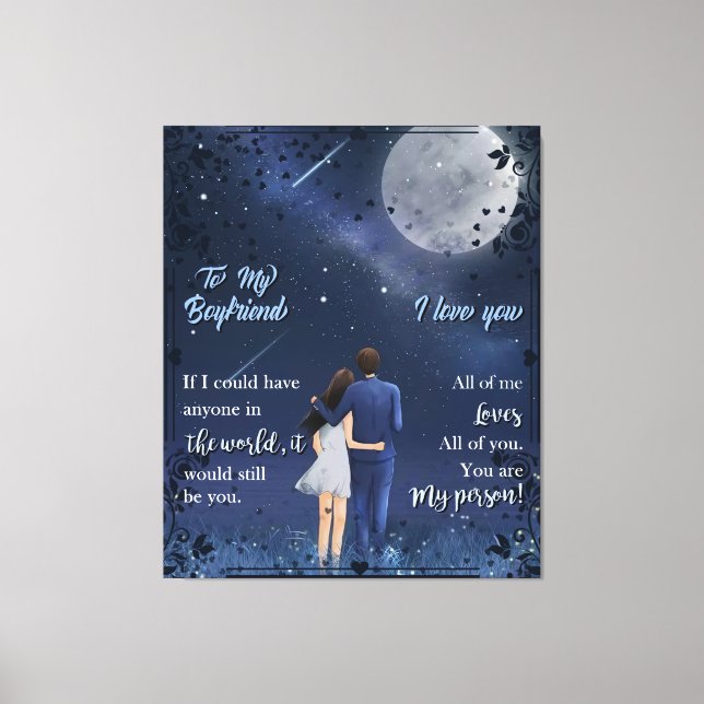 Personalized To My BoyFriend Blanket Canvas Print (Front)