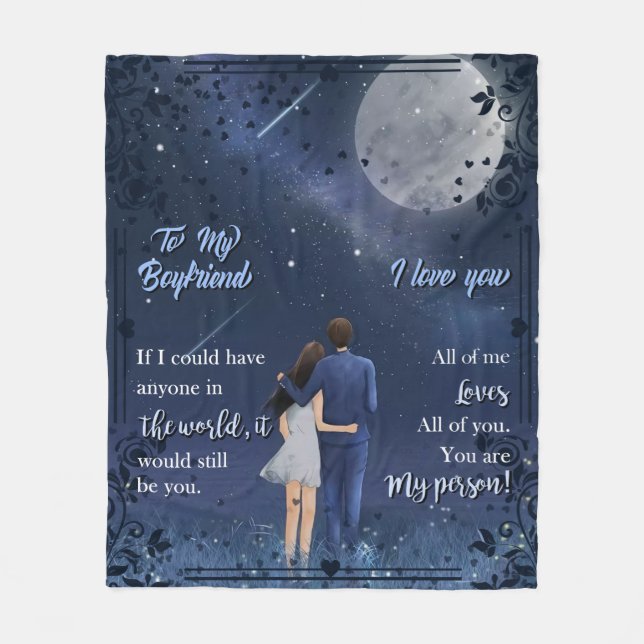 Personalized To My Boyfriend Couple Valentine Gift Fleece Blanket (Front)