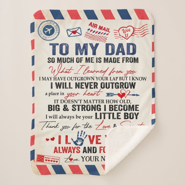 Personalized To My Dad Blanket From Son Air Mail  (Front)