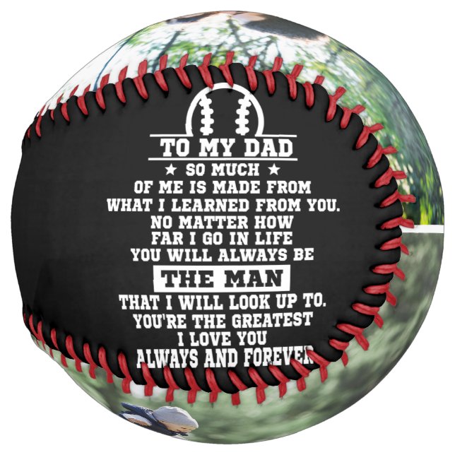  Personalized To My Dad Custom 2 Photo Collage Softball (Back Left)