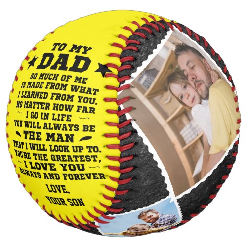 Personalized To My Dad Custom 4 Photo Collage Softball