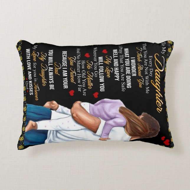 Personalized To My Daughter Blanket Accent Pillow (Front)