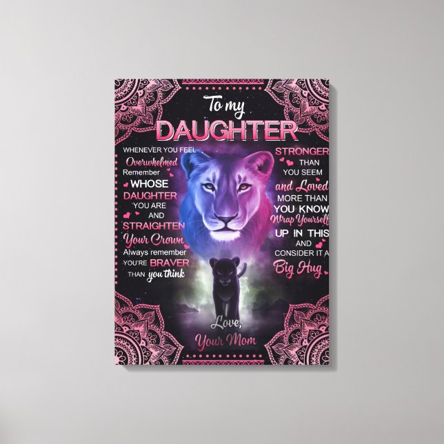 Personalized To My Daughter Blanket, Canvas Print (Front)