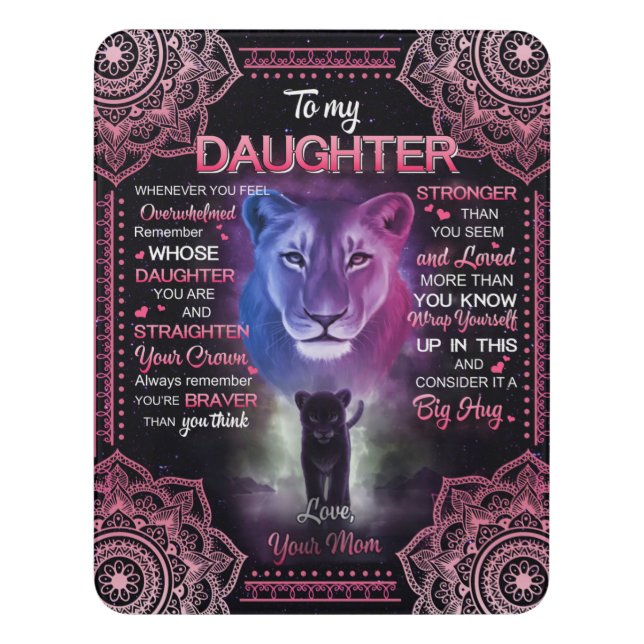 Personalized To My Daughter Blanket, Door Sign (Contemporary Vert)