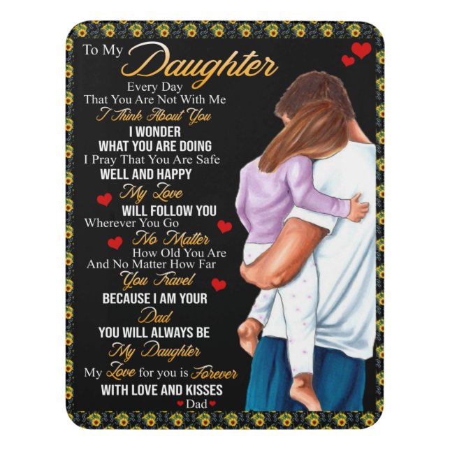 Personalized To My Daughter Blanket, Door Sign (Contemporary Vert)
