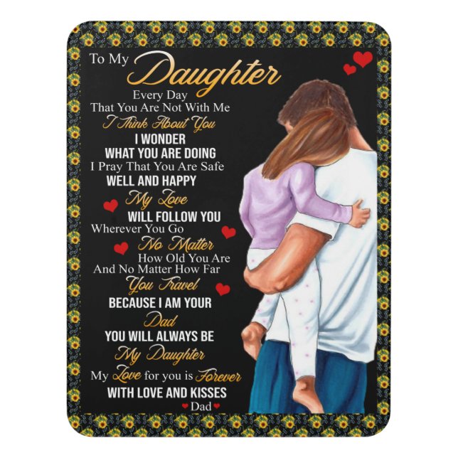 Personalized To My Daughter Blanket, Door Sign (Contemporary Vert)