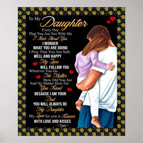 Personalized To My Daughter Blanket Poster