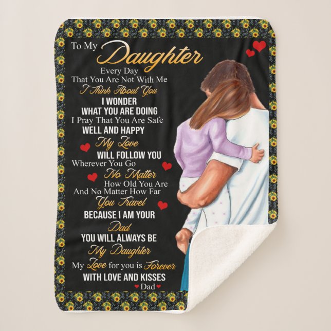 Personalized To My Daughter Blanket, Sherpa Blanket (Front)
