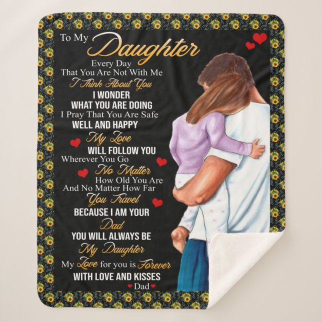 Personalized To My Daughter Blanket, Sherpa Blanket (Front)
