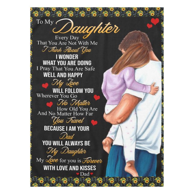 Personalized To My Daughter Blanket, Tablecloth (Front)