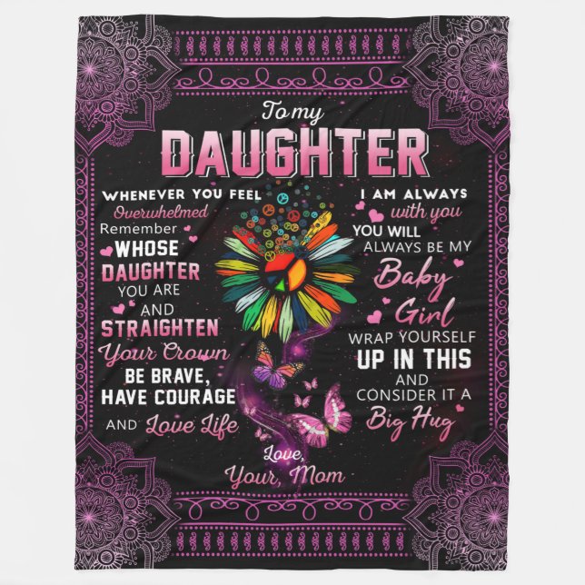 Personalized To My Daughter Butterfly Blanket, (Front)