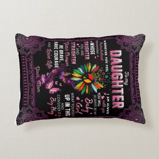 Personalized To My Daughter Butterfly Blanket, Accent Pillow (Front)