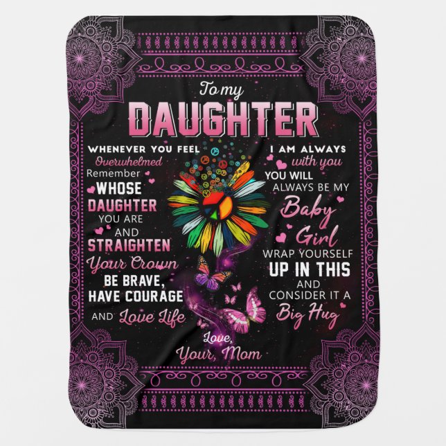 Personalized To My Daughter Butterfly Blanket, Baby Blanket (Front)
