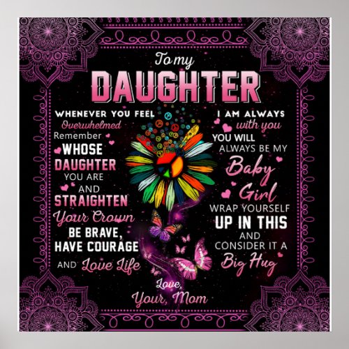 Personalized To My Daughter Butterfly Blanket Poster