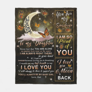 Personalized To My Daughter Butterfly From Dad Fleece Blanket