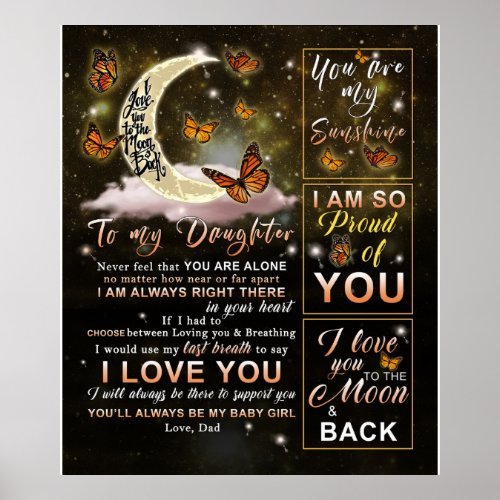 Personalized To My Daughter Butterfly From Dad Poster