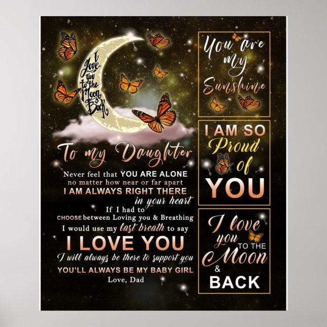 Personalized To My Daughter Butterfly From Dad Poster (Front)