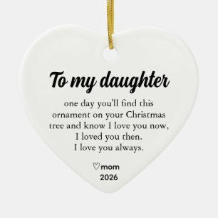 Personalized To My Daughter Christmas Heart Ceramic Ornament