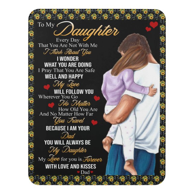 Personalized To My Daughter From Dad Blanket Door Sign (Contemporary Vert)