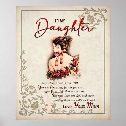 Personalized To My Daughter From Mom Butterfly Bla Poster