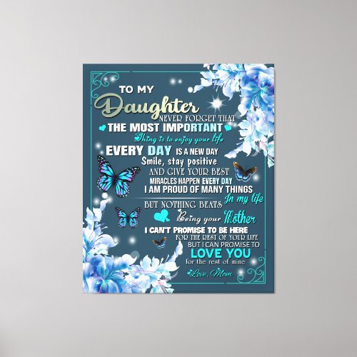 Personalized To My Daughter From Mom Butterfly Canvas Print