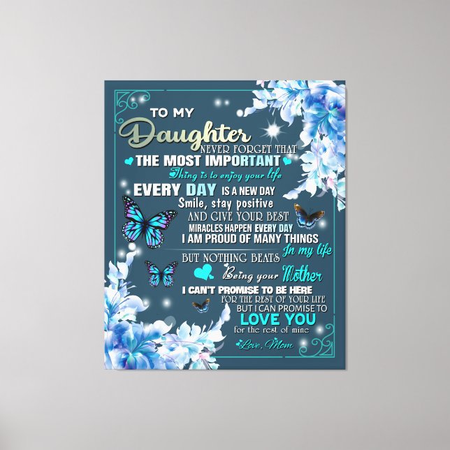 Personalized To My Daughter From Mom Butterfly Canvas Print (Front)