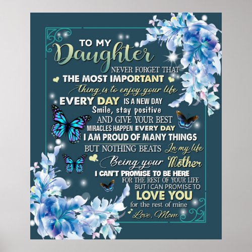 Personalized To My Daughter From Mom Butterfly Poster