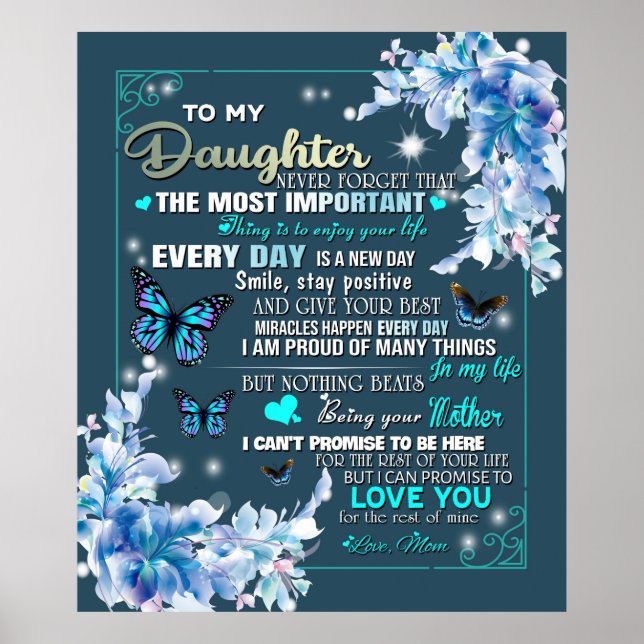 Personalized To My Daughter From Mom Butterfly Poster (Front)