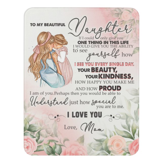 Personalized To My Daughter From Mom Door Sign (Contemporary Vert)