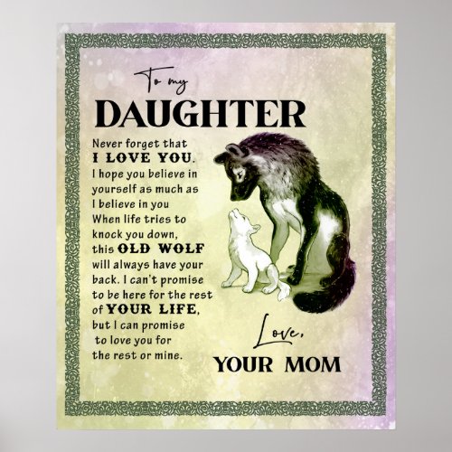 Personalized To My Daughter From Mom Wolf Blanket Poster